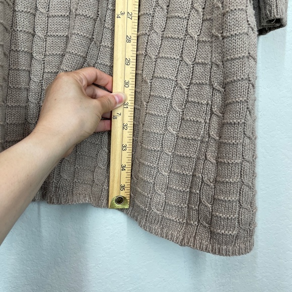 Leo & Nicole Knit Open Cardigan Women's XL Tan Long Line Angora Blend Pockets - Picture 6 of 9